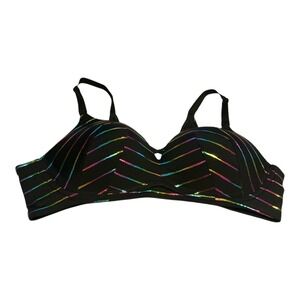 Torrid 44C Black Rainbow Stripe Dream Wire Free Push Up Bra Plus‎ Size